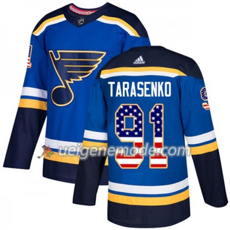Herren Eishockey St. Louis Blues Trikot Vladimir Tarasenko 91 Adidas 2017-2018 Blue USA Flag Fashion Authentic